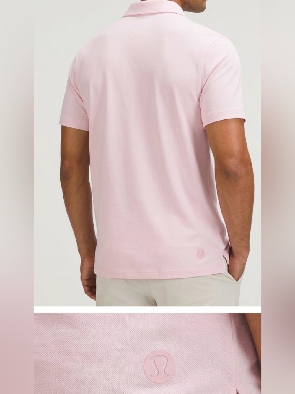 lululemon athletica Men's Evolution ShortSleeve Polo Light Pink Mens SizeXL NWOT - Picture 2 of 8